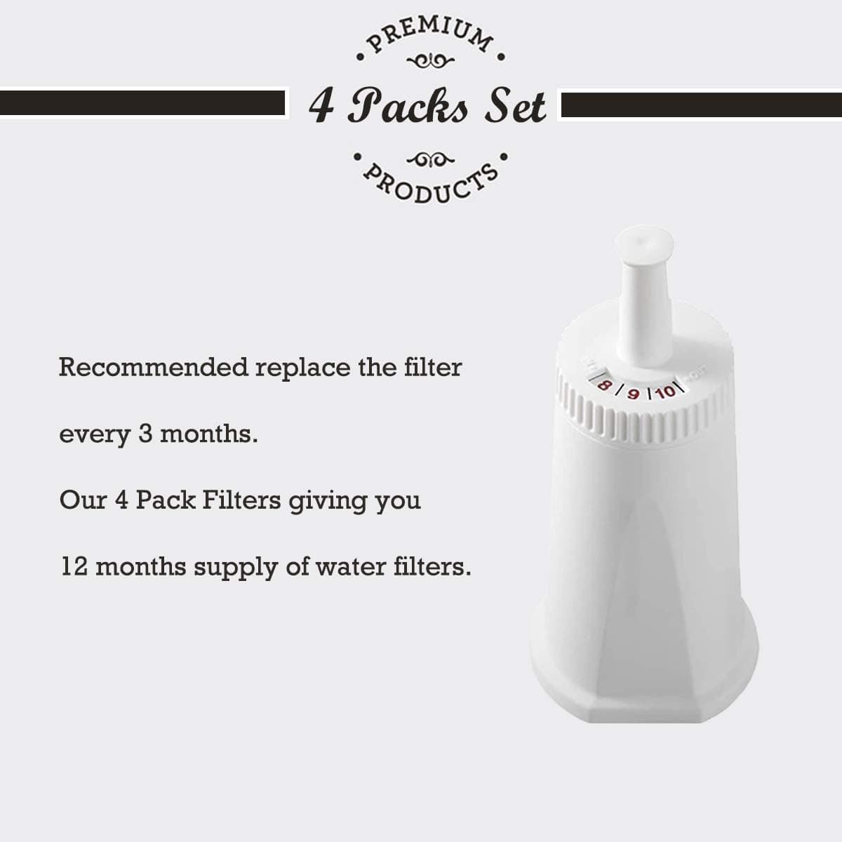 4 Pack Replacement Water Filter Compatible with Breville
