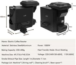 1000W Coffee Roaster 3 Roasting Programs