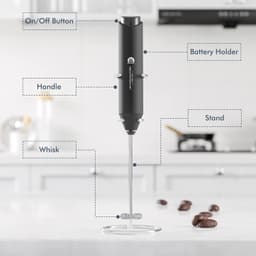 Powerful Milk Frother Handheld Foam Maker Black