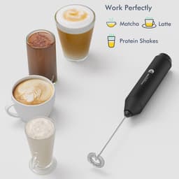 Powerful Milk Frother Handheld Foam Maker Black