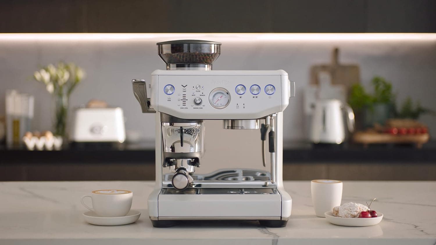 Breville the Barista Express Impress Espresso Machine - Sea Salt