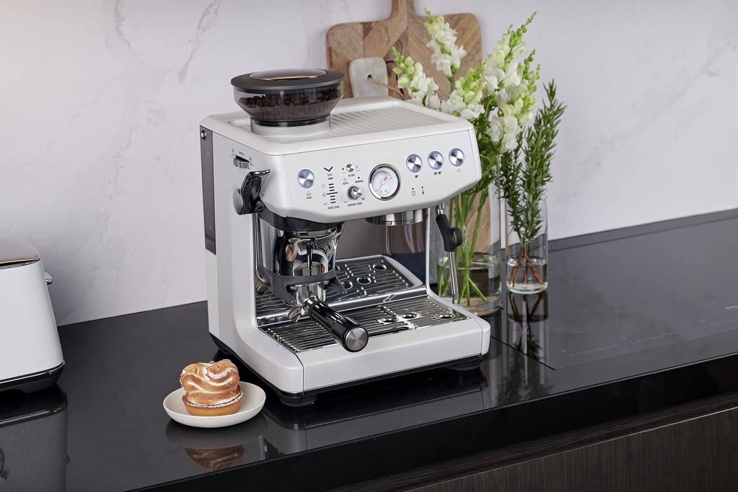 Breville the Barista Express Impress Espresso Machine - Sea Salt