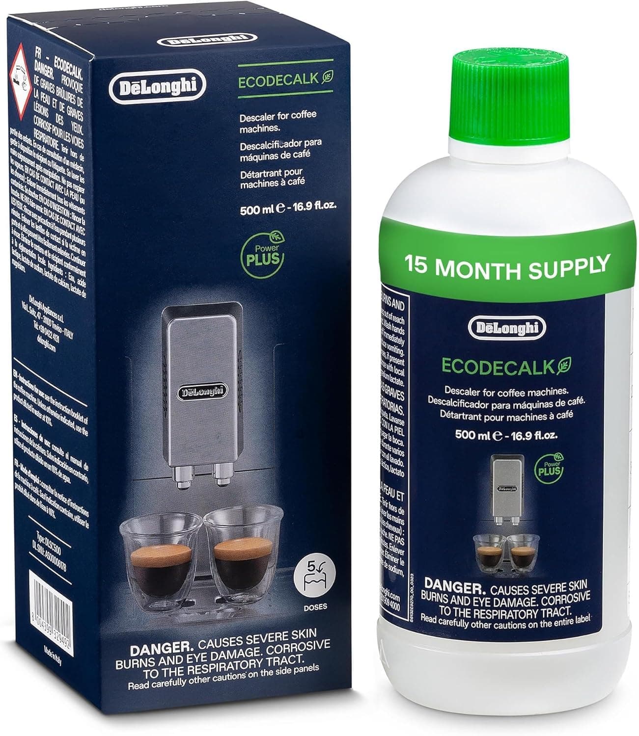 De'Longhi | EcoDecalk | DLSC500 | Natural Descaler For Coffee Machines | 500ML Pack